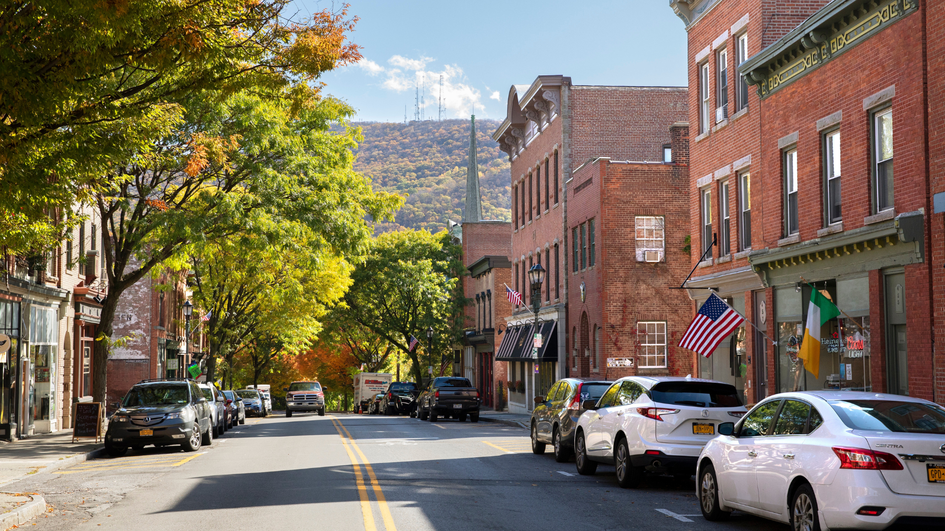 Beacon New York Main Street Mt Beacon in distance