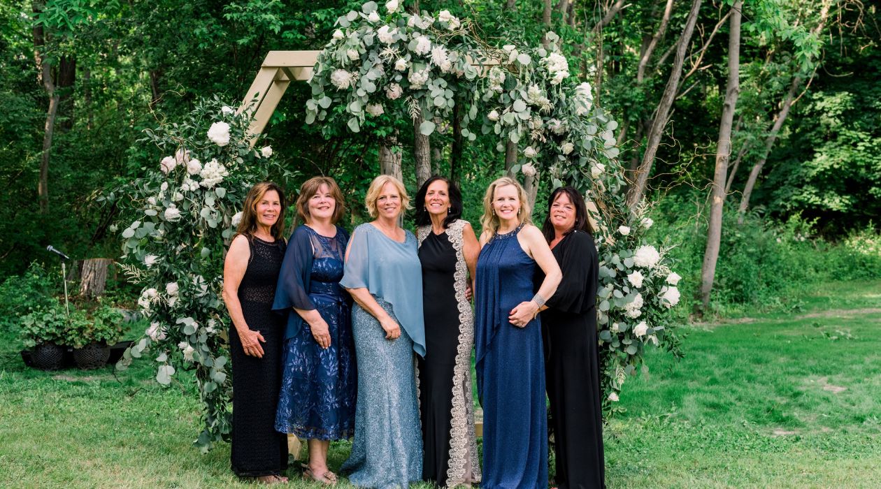 Women in formal wear at Le Chambord wedding venue