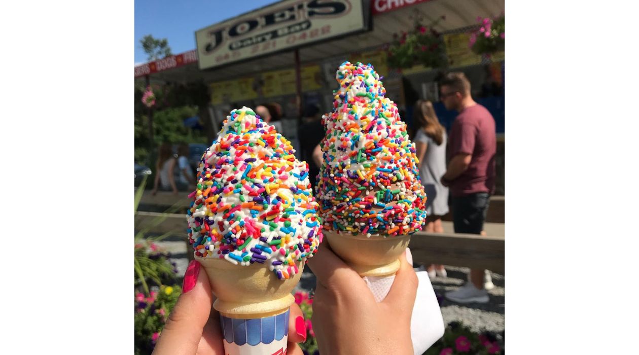 Two soft serve ice cream cones at Joes Dairy Bar Hopewell Junction